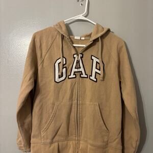 GAP logo Zip Up Hoodie brown Small